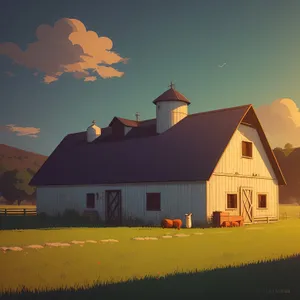 Rustic Farm Building Under Serene Sky