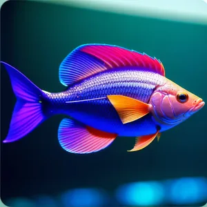 Colorful Aquarium Goldfish Swimming in Seawater