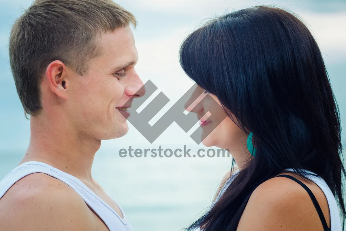 Picture of Happy Couple Smiling Together in Casual Lifestyle Portrait