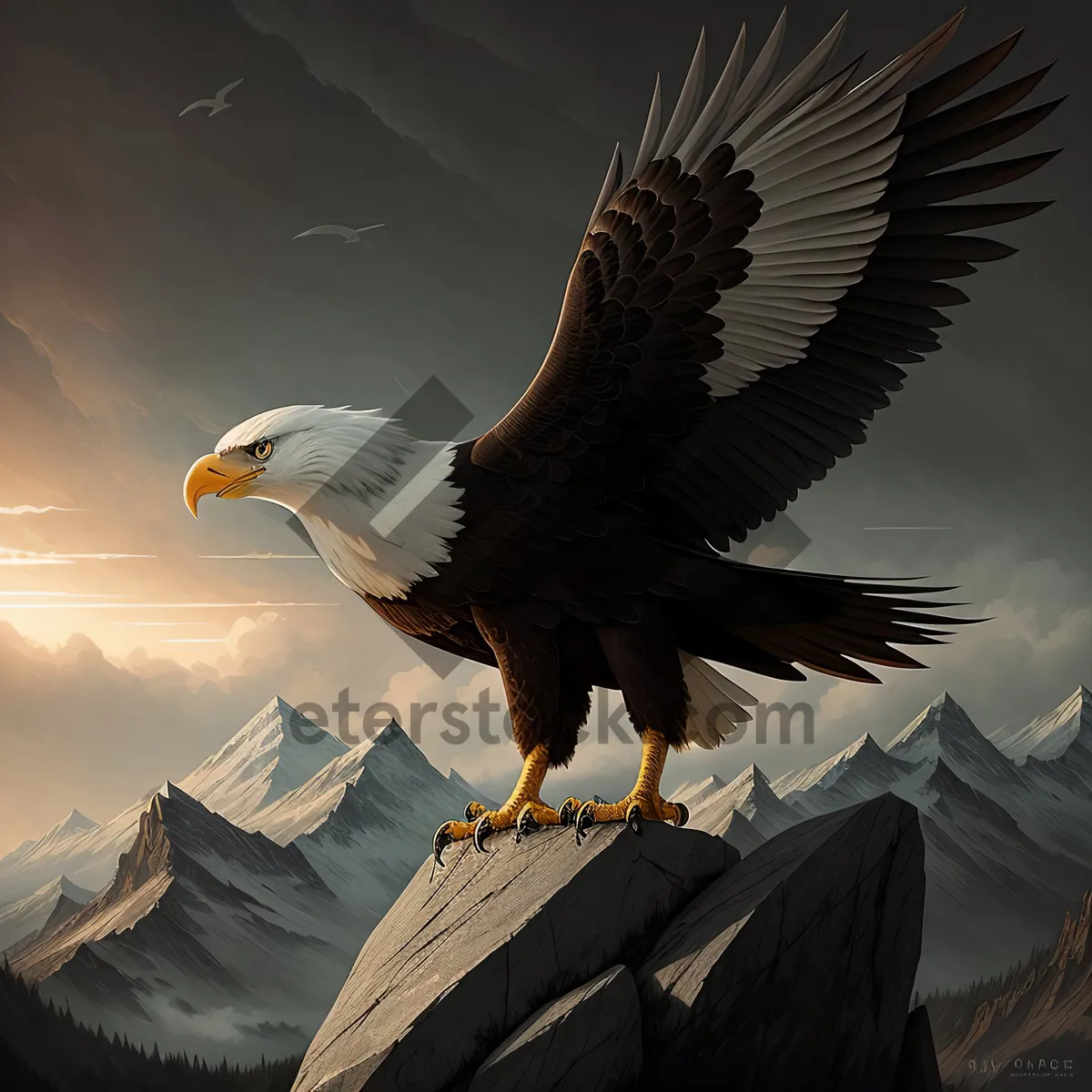 Picture of Bald Eagle Soaring in Majestic Flight