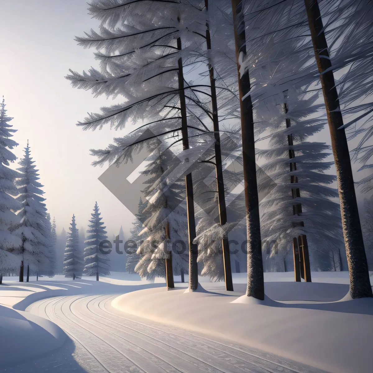 Picture of Snowy Winter Forest Landscape with Icy Trees
