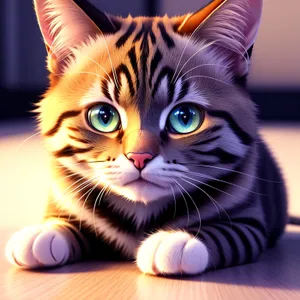 Furry Feline Cuteness: A Close-up Portrait of a Tabby Kitty
