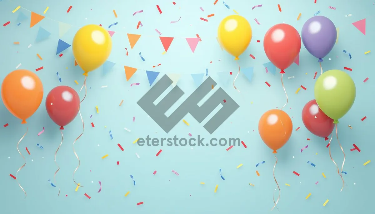 Picture of Colorful Birthday Celebration with Balloons and Confetti