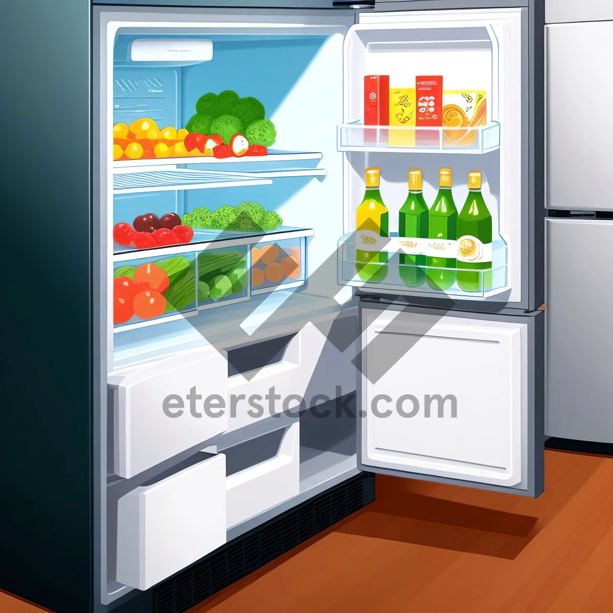 Picture of Modern Refrigerator in Stylish Home Interior - 3D Design