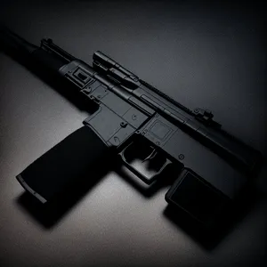 Black Military Assault Rifle with Cartridge Holder