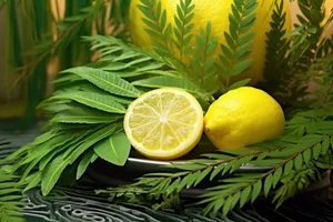 Fresh citrus slice in a glass of juice.