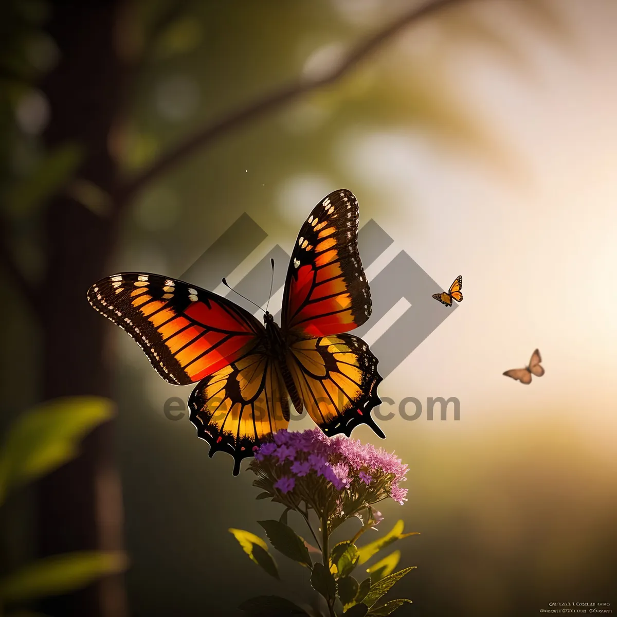 Picture of Vibrant Monarch Butterfly with Yellow Flower