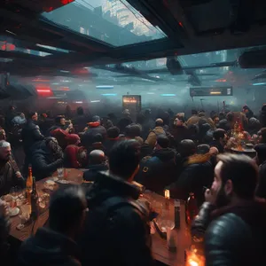 Group of entrepreneurs at a nightclub party