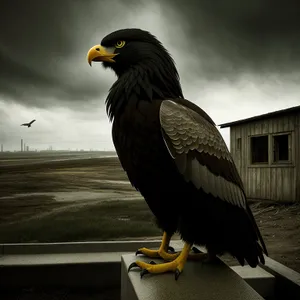Wild Hunter: Majestic Bald Eagle Soaring with Yellow Plumage
