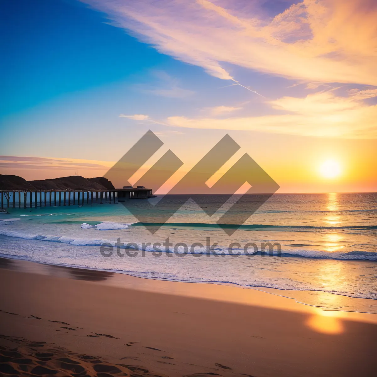 Picture of Golden Coastal Euphoria: Sunset Serenade over Azure Waters