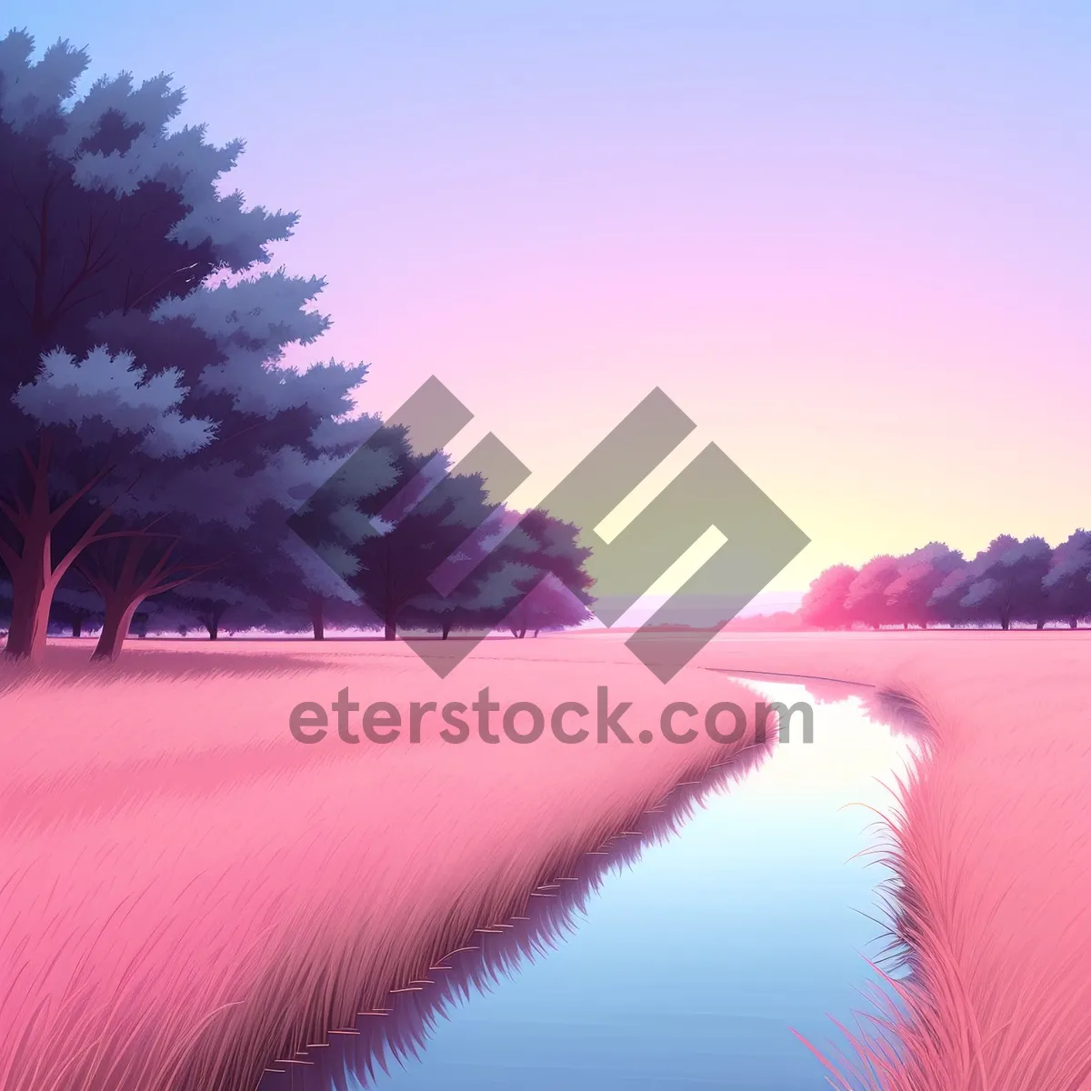 Picture of Vibrant Sunset Over Tranquil Lake