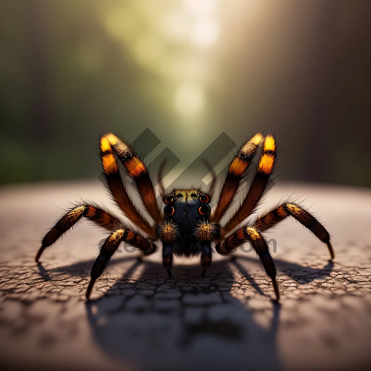 Picture of Vibrant Black and Gold Garden Spider in Close-up