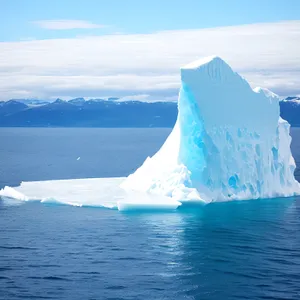 Frozen Arctic Seascape: Majestic Iceberg Amidst Icy Waves