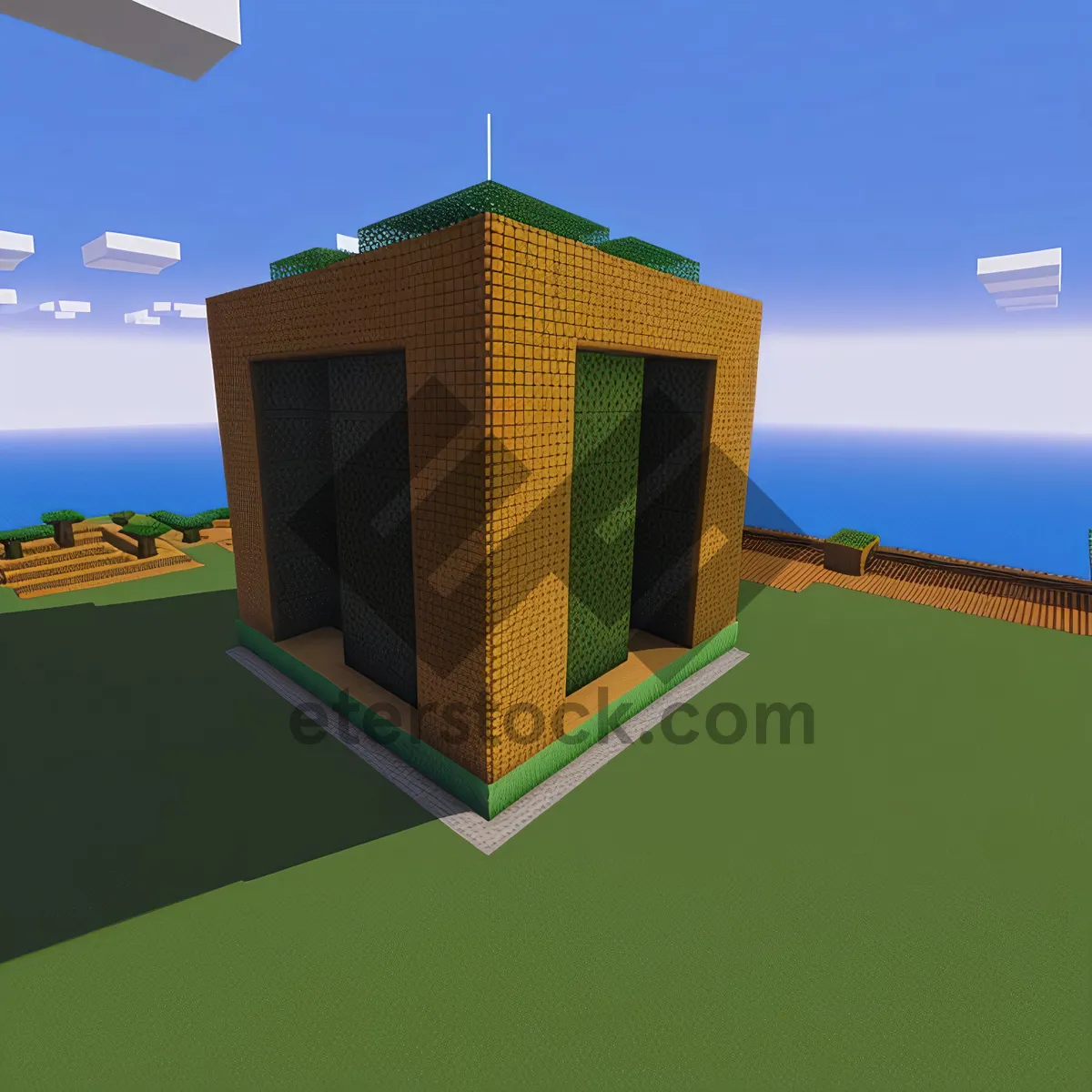 Picture of Modern residential estate with 3D architecture and chimney.