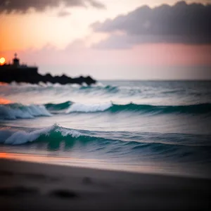 Vibrant Sunset over the Serene Ocean