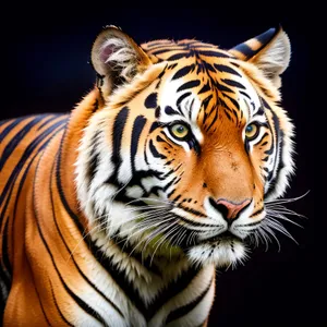 Wild Feline in Jungle: Majestic Tiger with Striking Stripes