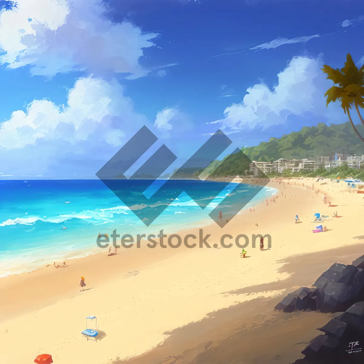 Picture of Turquoise Waters Lapping at Sandy Beach