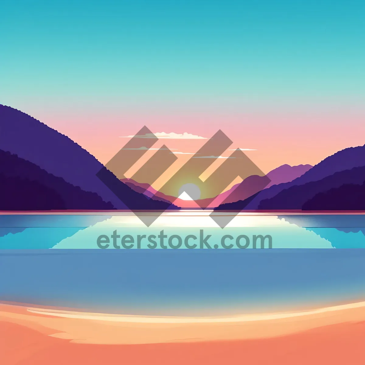 Picture of Sunset Over Desert Dunes in Summer