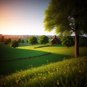 Golden Fields beneath Clear Blue Skies
