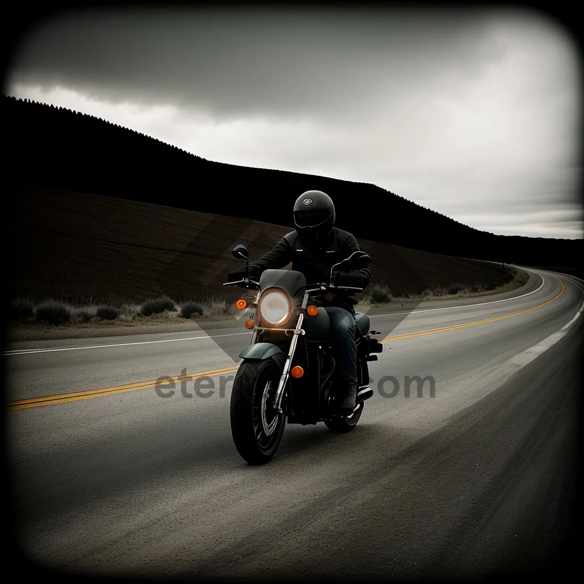 Picture of Speeding through the sky: Motorcycle on the expressway