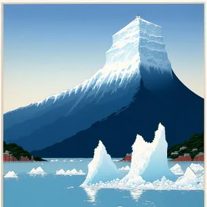 Winter Wonderland: Majestic Glacier Surrounded by Snow-Capped Mountains.