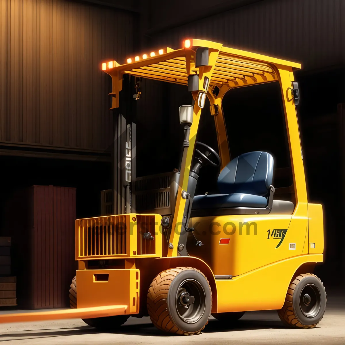 Picture of Yellow Forklift, Heavy Duty Industrial Transport Vehicle