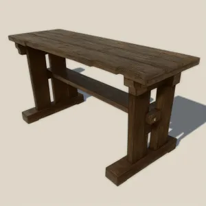 Wooden Block Stool - Empty Seat with Tabletop