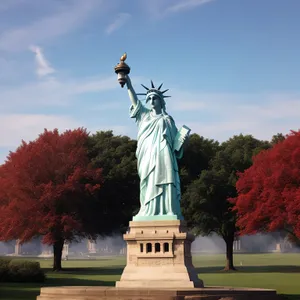 City's Proud Statue Soaring Towards Sky