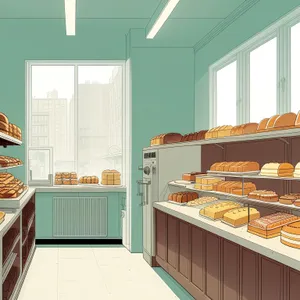 Modern Bakery Interior with Stylish Wooden Furniture