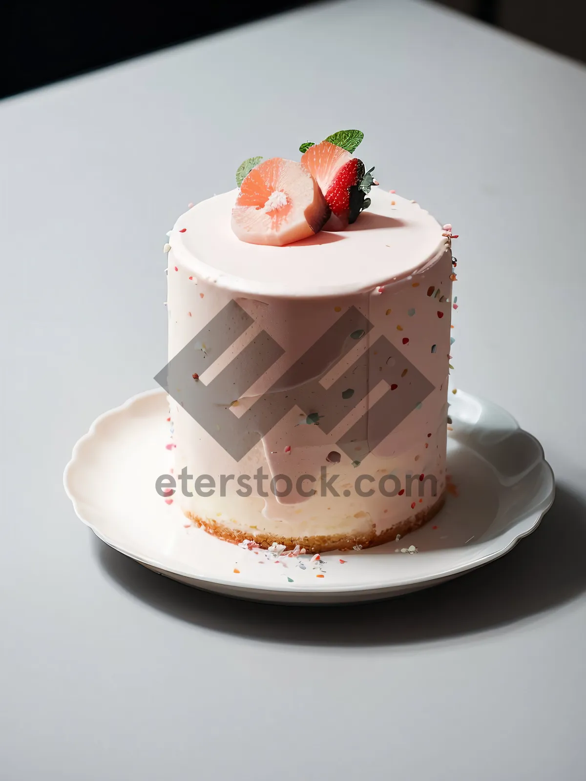 Picture of Delicious Strawberry Cream Cake with Chocolate Drizzle