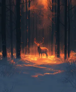 Wild deer in forest landscape.