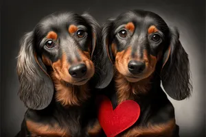 Adorable black puppy dog in studio portrait