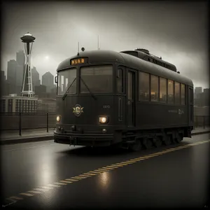 City Streetcar on Rail Tracks: Vintage Urban Transport