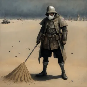 Winter Warrior: Male with Shield and Snow Shovel