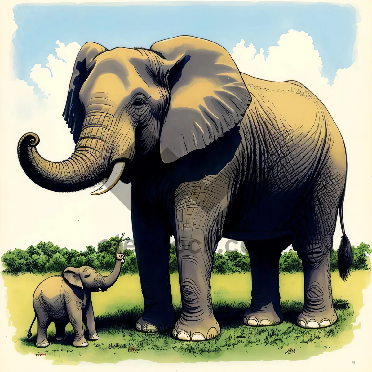 Picture of Wildlife Safari in National Park: Triceratops and Elephant Encounter
