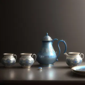 Traditional Chinese Tea Set with Porcelain Teapot and Cup