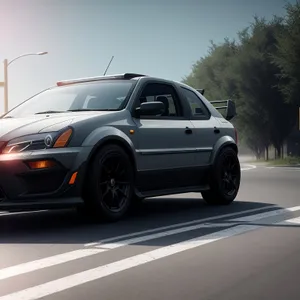 Speedy Luxury Sedan on Road