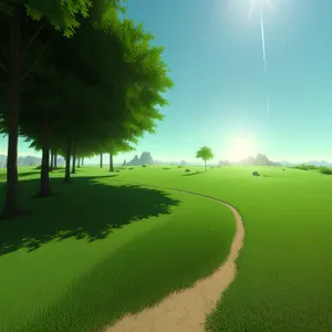 Idyllic Golf Course under Clear Sky