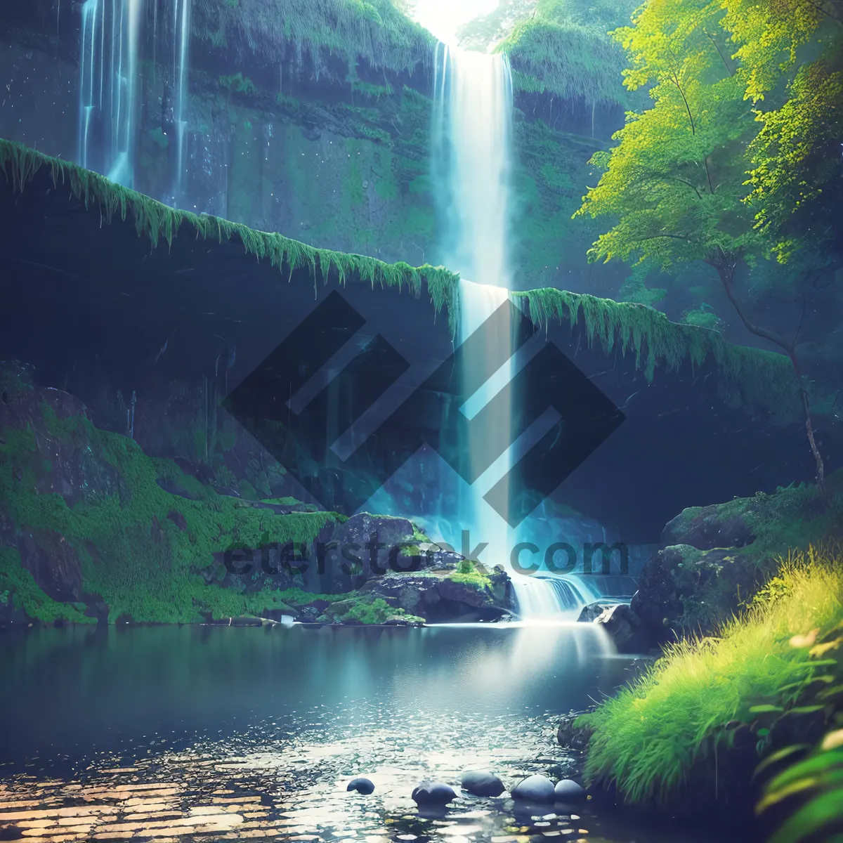 Picture of Wild Cascade in Serene Forest