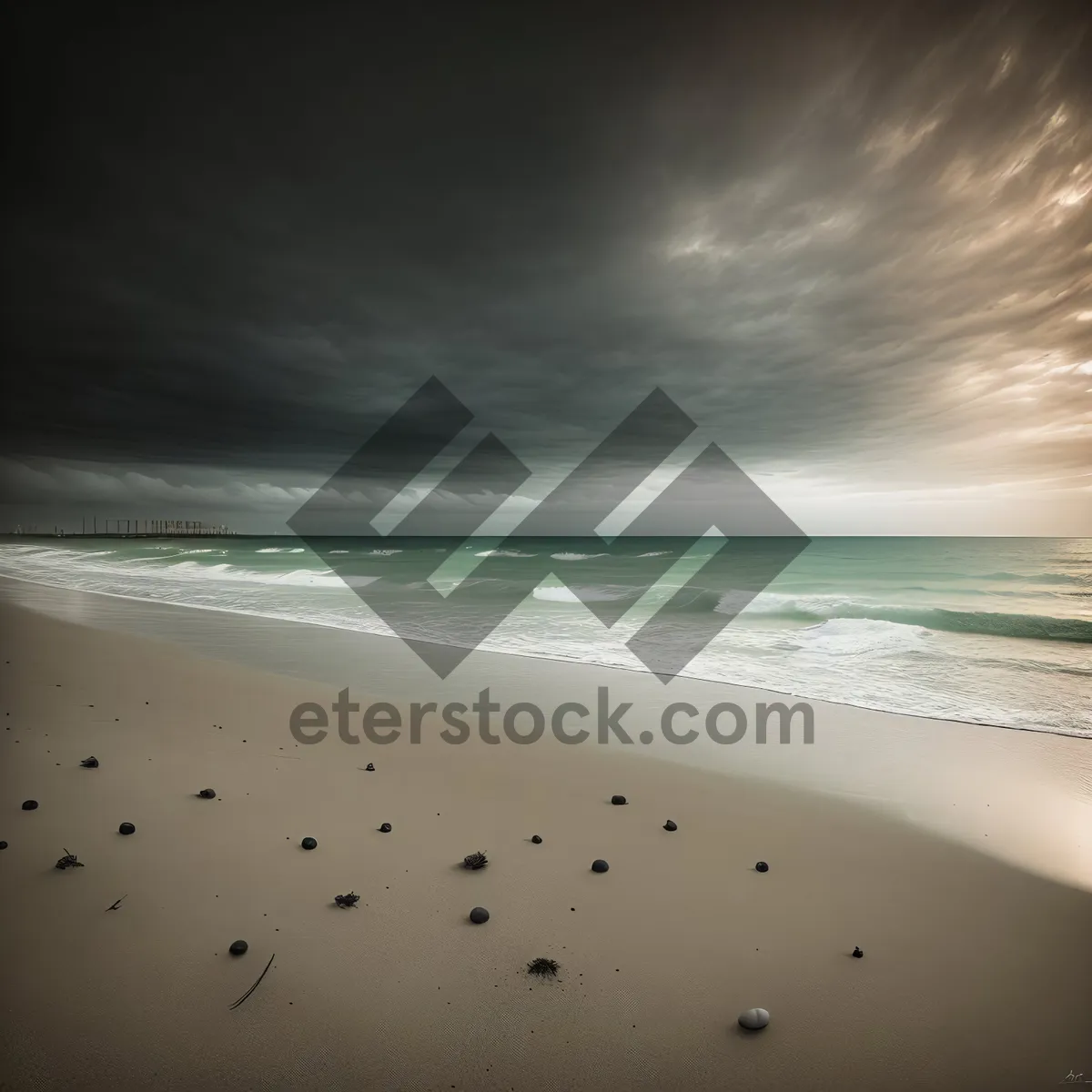 Picture of Serene Beachscape: Tranquil Waters and Sandy Shores