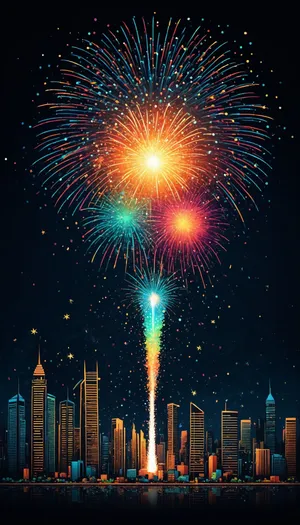 Dark Sky Firework Celebration Graphic