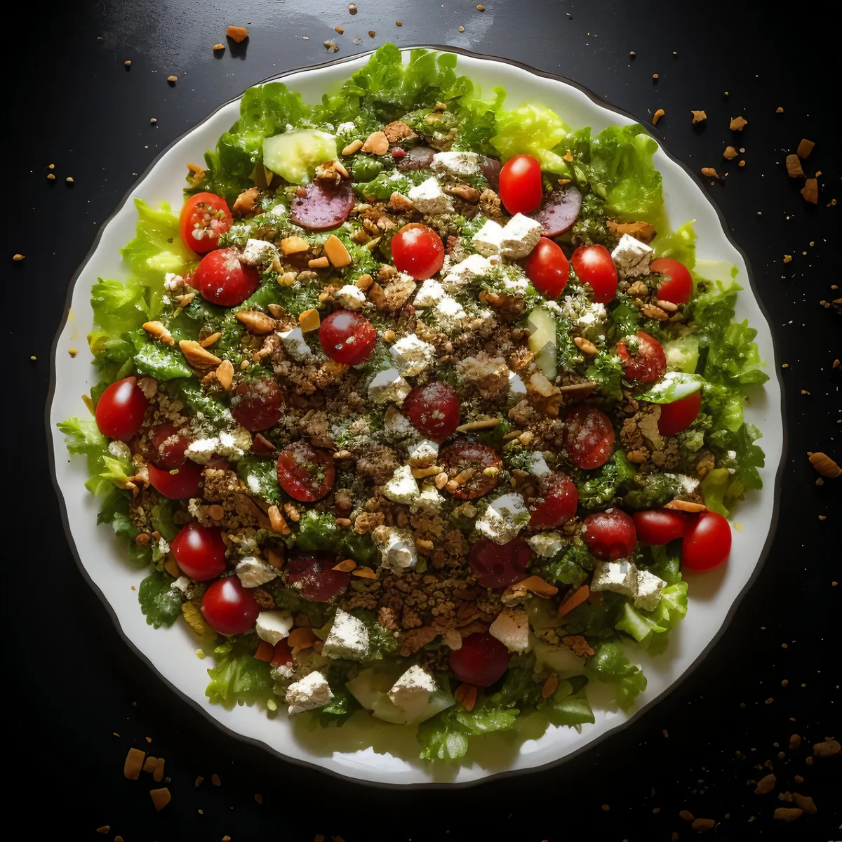 Picture of Healthy Salad Plate with Black Beans and Peppers