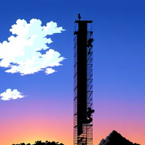 Urban Skyline Construction Crane