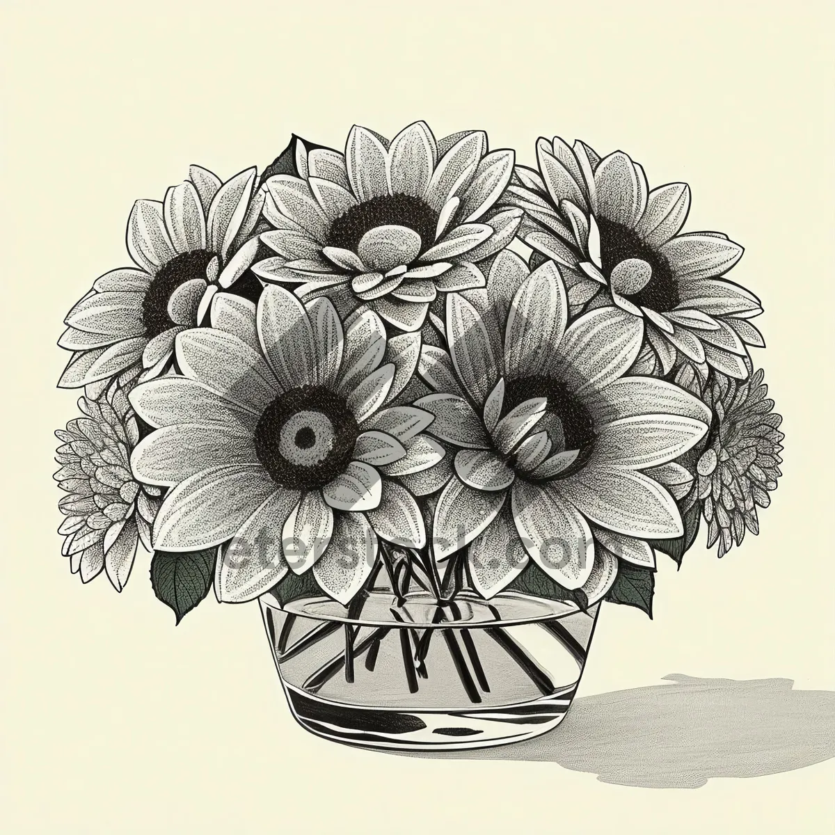 Picture of Elegant Floral Decorative Art with Retro Vintage Style