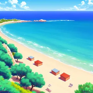Pristine coastal bliss: turquoise waves meet sandy shores