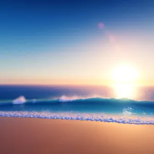 Serene Beachscape with Sun-Kissed Waves