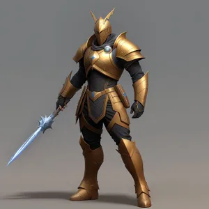 Warrior wielding javelin in protective armor