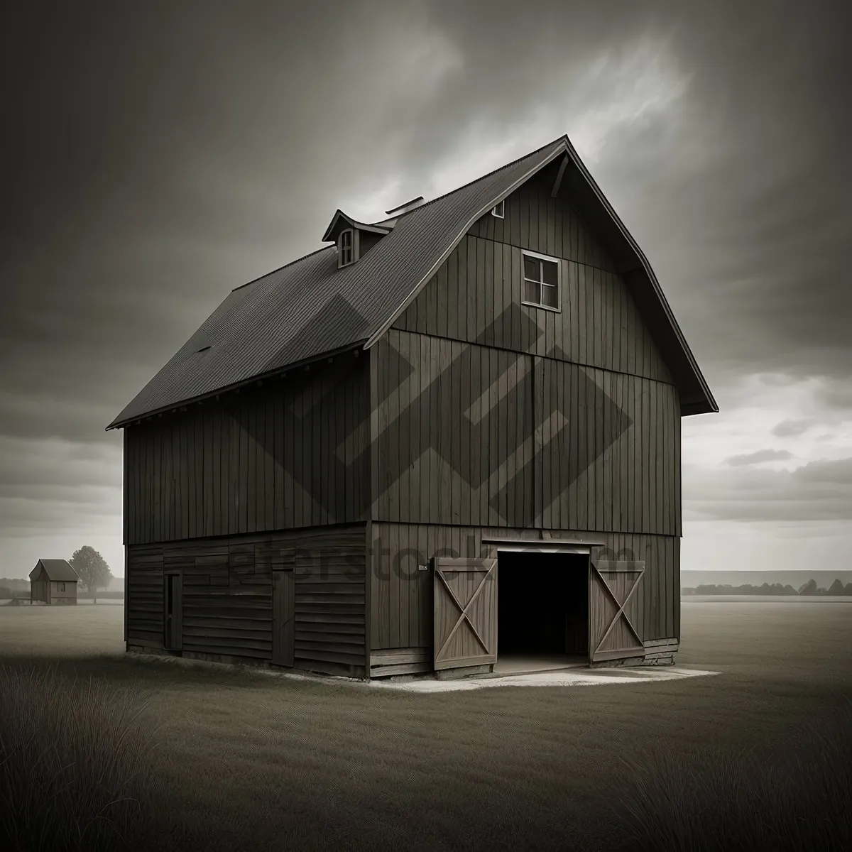 Picture of Rustic Farm Shed against Serene Sky