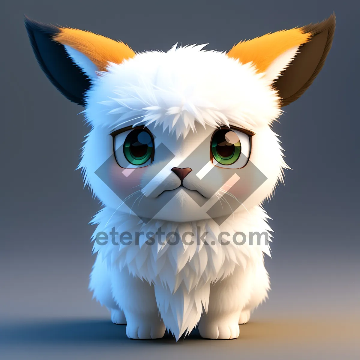 Picture of Fluffy Coquette Kitty: Cute Cartoon Cat with Beautiful Fur