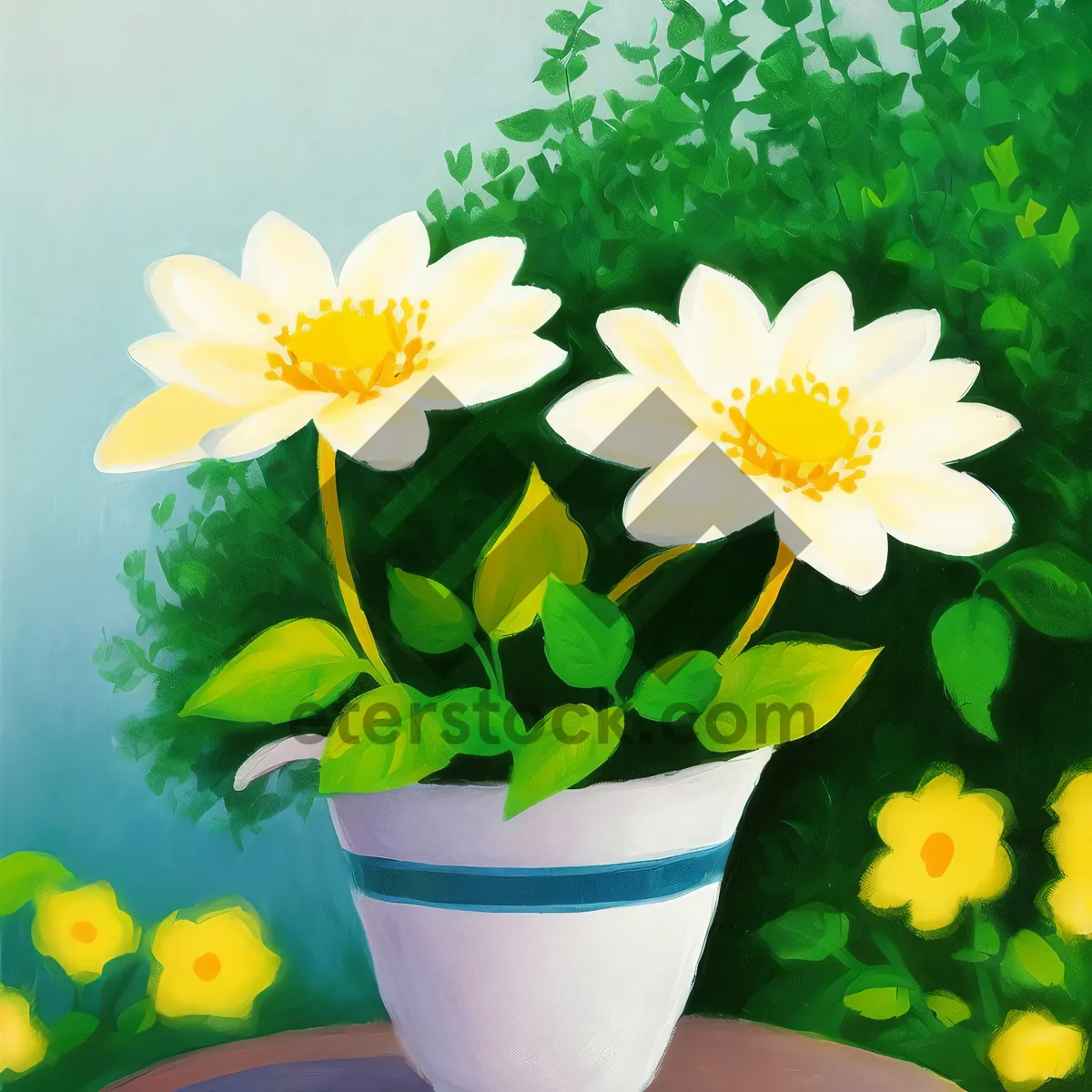 Picture of Yellow Lily Bloom in White Vase